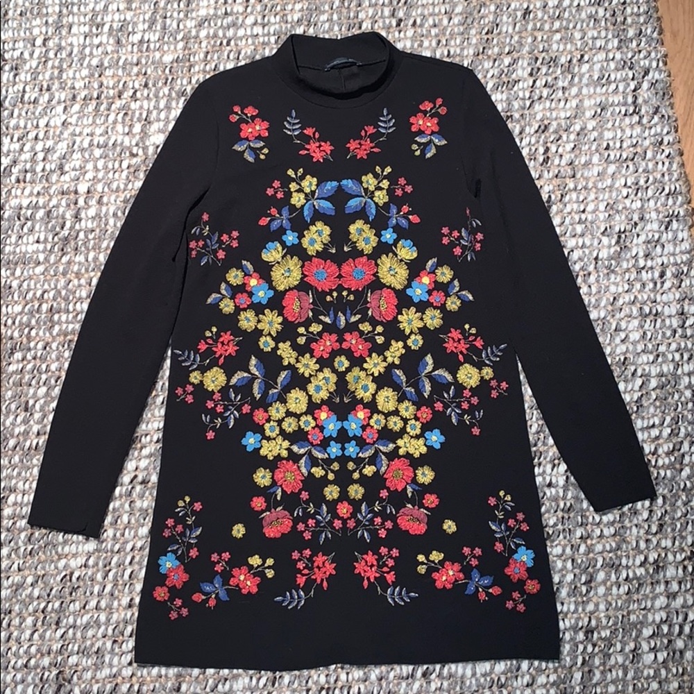 Zara Black Long Sleeve Shirt Dress
